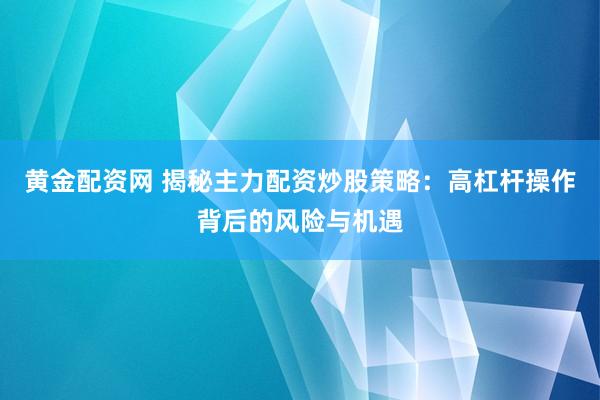 黄金配资网 揭秘主力配资炒股策略：高杠杆操作背后的风险与机遇