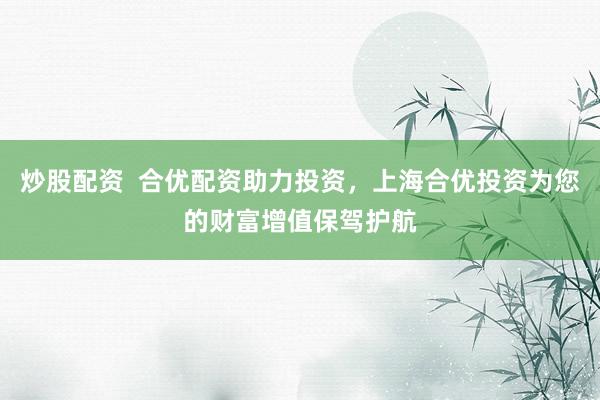 炒股配资  合优配资助力投资，上海合优投资为您的财富增值保驾护航